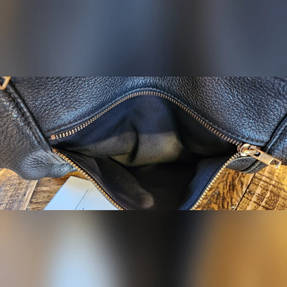 Black Leather Shoulder Bag with Gold Hardware - Picture 9 of 11